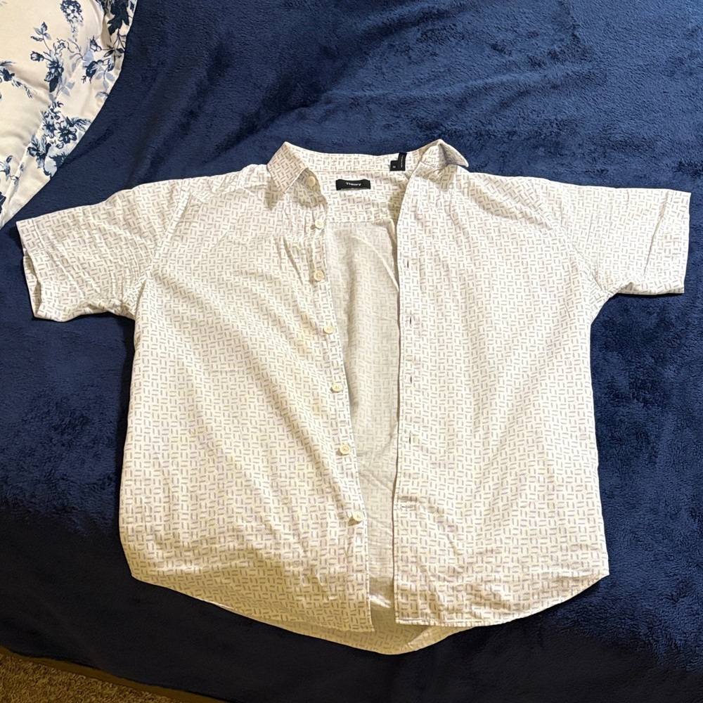 Perry Ellis White Geometric Short Sleeve Shirt